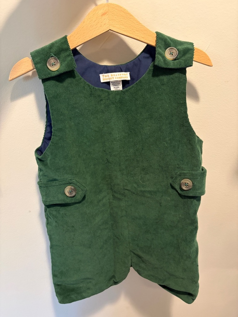 The Beaufort Bonnet Company Dark Green Corduroy Pinafore